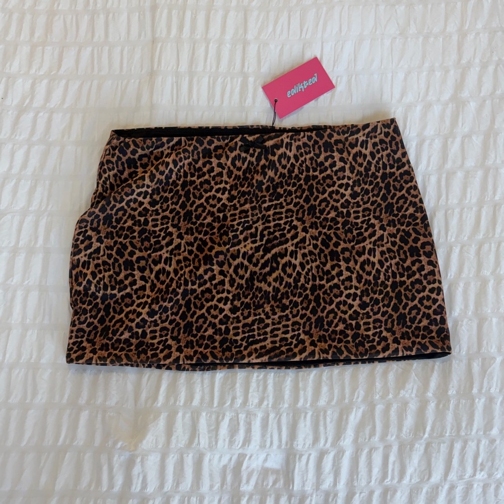 Edikted Leopard Print Mini Skirt in Brown and Black
